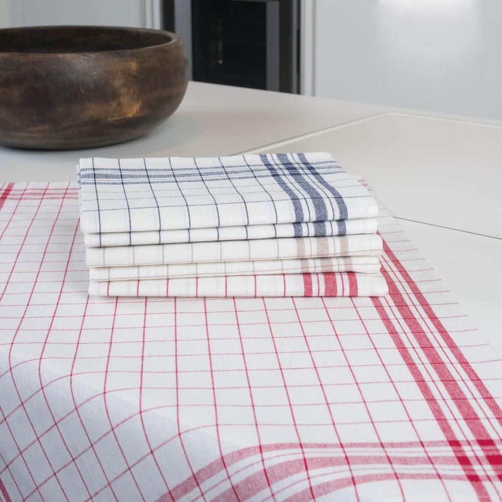 6/12Pcs Kitchen Towels, HOOHNICE, Classic Plaid Dish Towel Scouring Pad