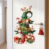 Removable Festive Home Decor Christmas Tree Window Stickers with Gnome And Snowman, Glass Stickers, PVC Self Adhesive Holiday Mural