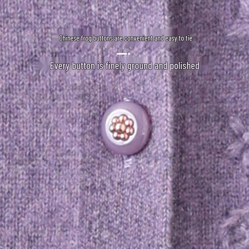 Yuzhaolin Women's Embroidered Crew Neck Knit Cardigan
