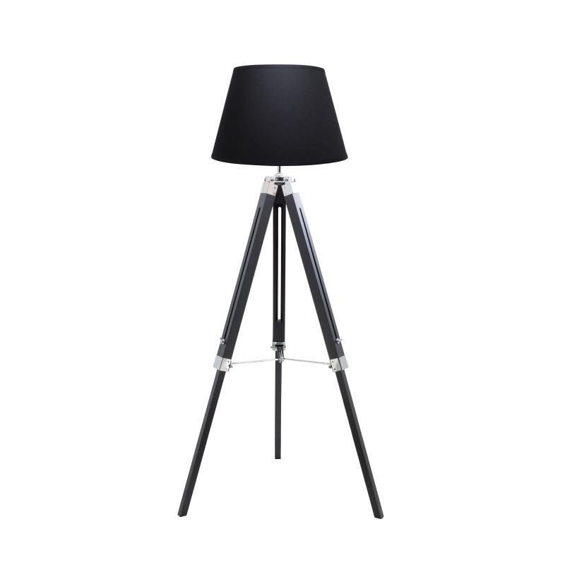 Lett - Trépied Bois 145 - Lampadaire Ajustable - Style Scandinave - Abat-jour Coton - Pied En Pin