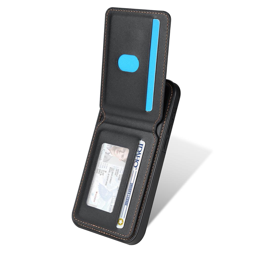 For iPhone 15 Pro Max Case Compatible with MagSafe Detachable Card Holder Kickstand Leather Phone Back Cover