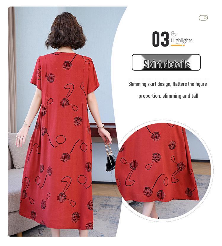 2023 Bavlněné tištěné letní šaty s kontrolou bříška plus size pro ženy středního věku a starší