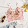 Sommer Floral Stickerei Crop Tops Frauen Spitze Mesh Schmetterling Gummiband Cami Top Damen Sexy Casual Backless Kurze Tank Top