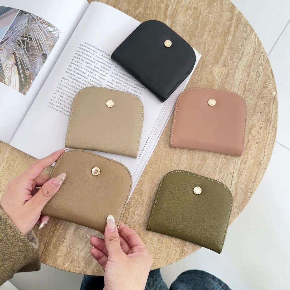 Solid Color Lady Wallet Half Round Pu Leather Purse Fashion Women's Wallet Card Bag