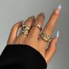 Punk 3pcs/set Chunky Irregular Cuff Rings for Women Geometric Adjustable Open Finger Nail Rings Fashion Statement Jewelry Girls