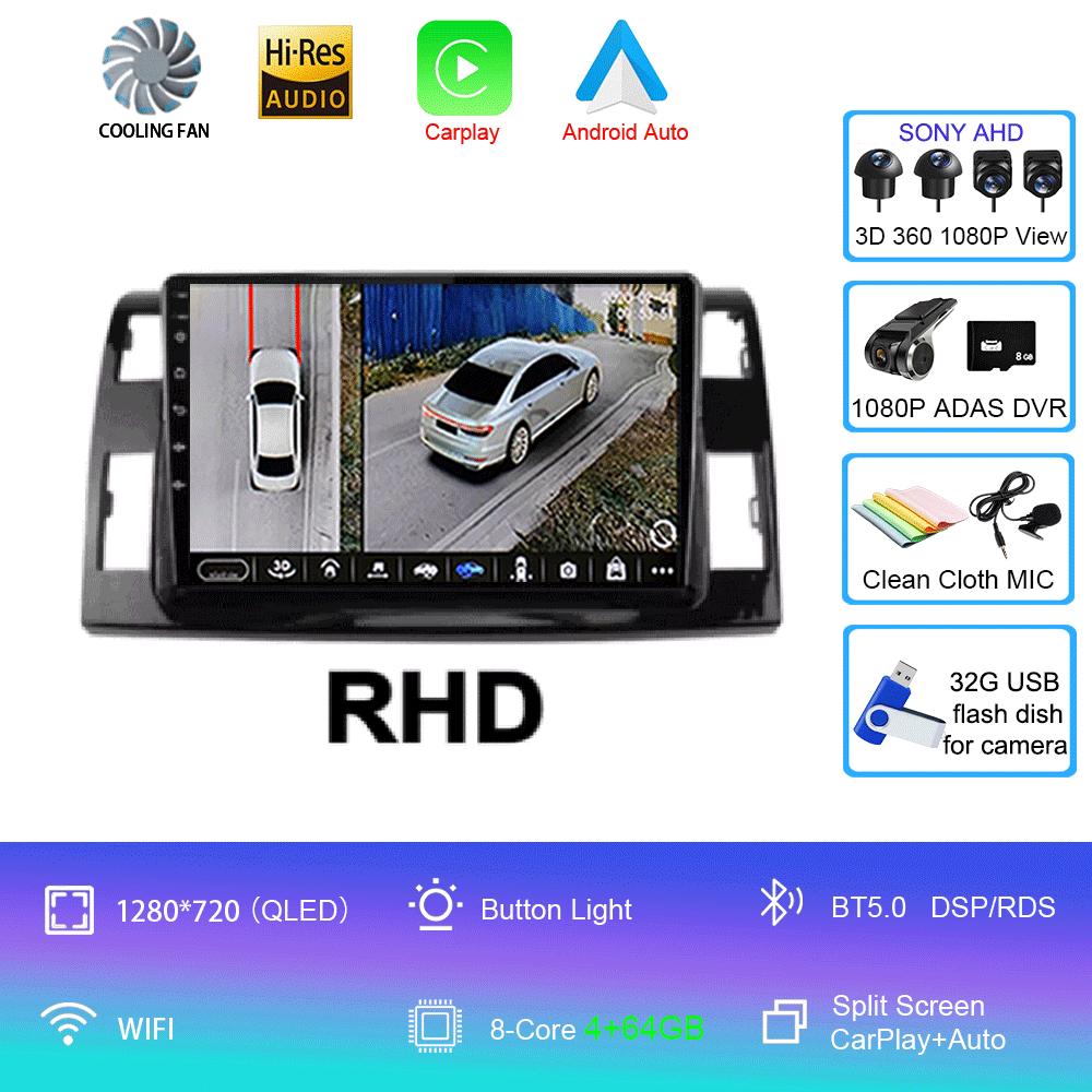 Android 14 For Toyota Previa 3 III XR50 Estima 2006 - 2019 Multimedia Blu-ray QLED Screen Navigation GPS No 2 Din Player