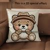 2D Cute Bear-Patterned Throw Pillow Covers Pattern Cushion Cover Suitable For Sofa Bedroom Car Pillow Cover
