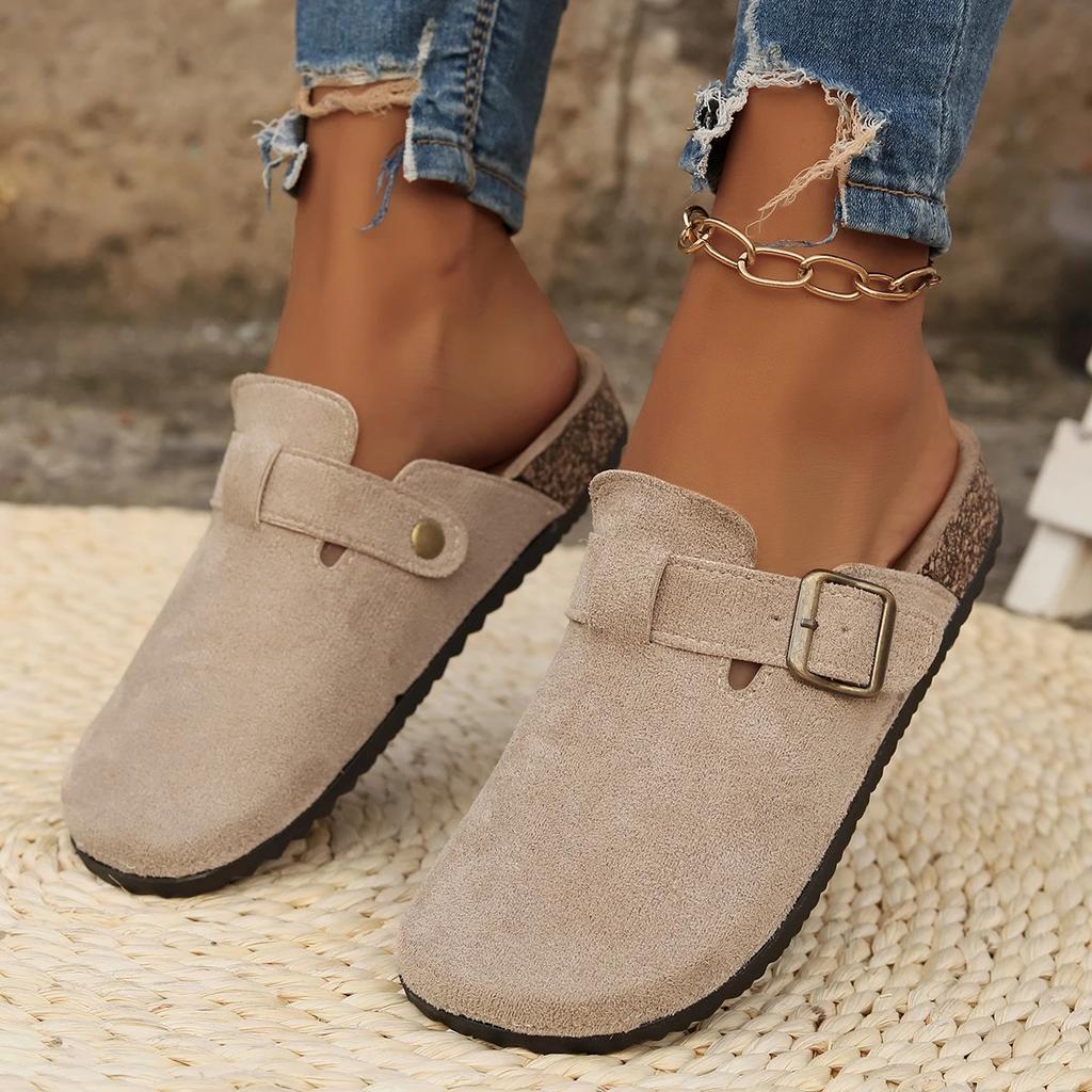 Fashion 2025 New Casual Fashion Women Suede Mules Slippers Men  Cork Insole Sandals with Arch Support Outdoor Beach Slides Home Shoes