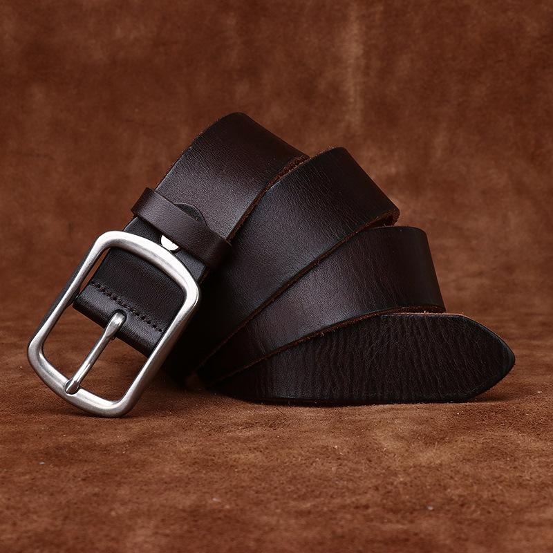 Matte Stainless Steel Buckle Retro Leather First Layer Cowhide Belt Men'S Versatile Simple Casual Jeans Belt Men'S