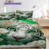 White Tiger Pattern Bedding Quilt Set Quilt Cover Pillowcase Home Decoration Birthday Gift (1 * Duvet Cover + 2 * Pillowcase, Without Core)