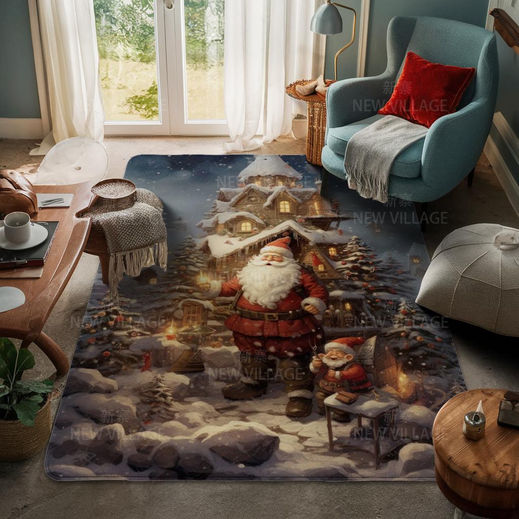 House Entrance Carpet Home Door Mat Living Room Bath Foot Bathroom Non-slip Water Absorption Rugs Bath Merry Christmas Winter