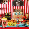 4 Pieces Movie Night Decorations Movie Theater Table Wooden Centerpieces Sign Hollywood Theme Party Decorations for Cinema Movie Time Birthday Party