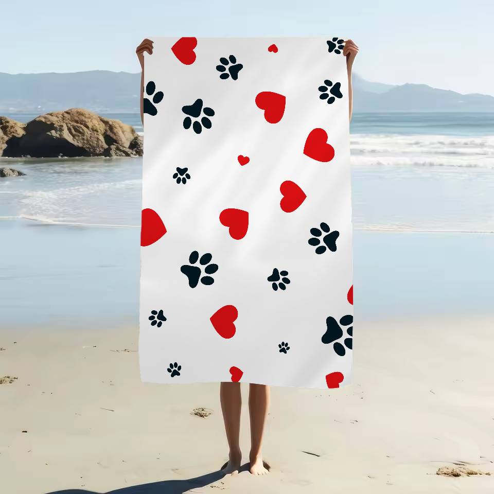 Animal Paw Print Microfiber Beach Towel Absorbent Quick Dry Soft Yoga Swimming Resort Mountain Climbing Towel