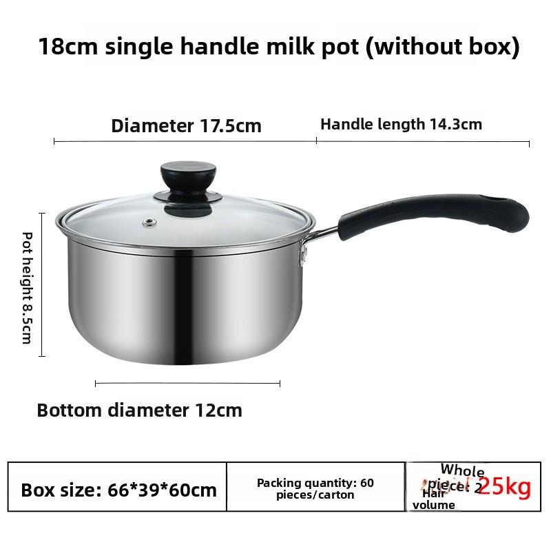 2026 Stainless Steel Milk Pot Non Stick Baby Food Cooker Double Handle Soup Pot For Induction Cooker