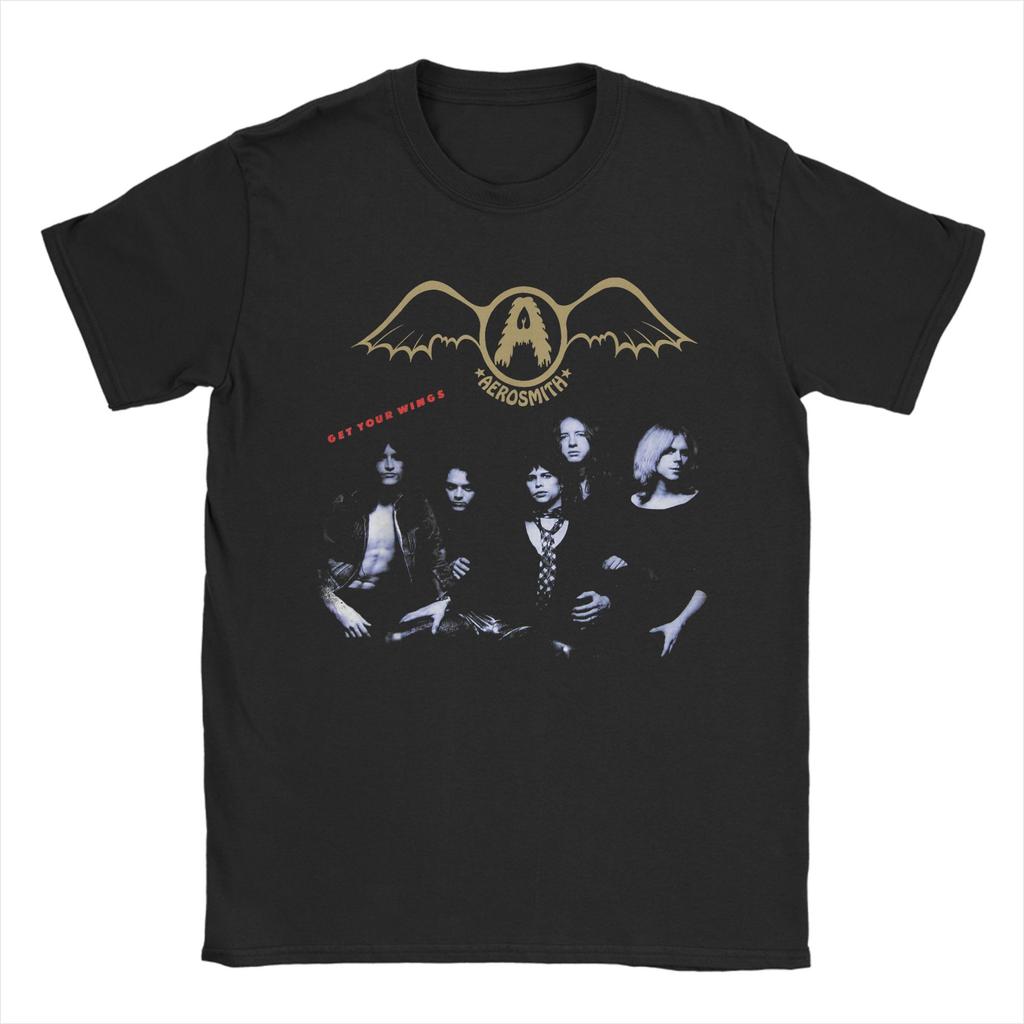 Aerosmith - Rock n Roll Band T Shirts Men Cotton Casual T-Shirts Round Collar Tees Short Sleeve Clothes Plus Size