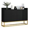 Modern Sideboard In Minimalist Style, 4-Door Handle-Free Buffet Cabinet for Dining Room, Living Room, Kitchen (Black)