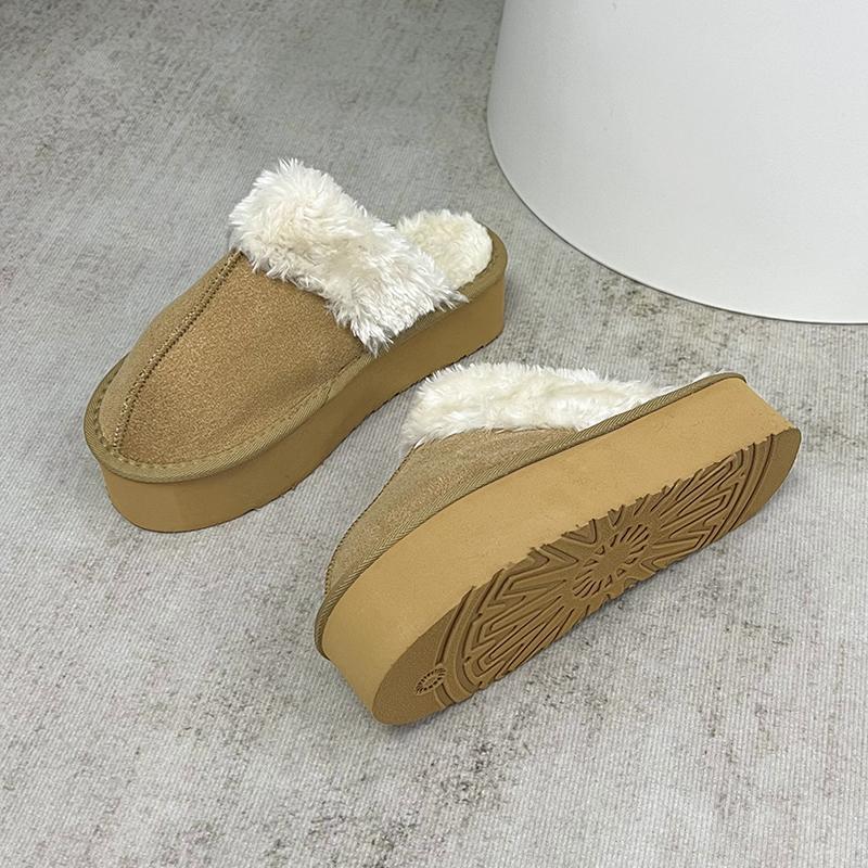 Fashion Autumn and Winter New Platform Woolly Platform Shoes Women's Home Baotou Cotton Slippers