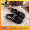Woven mesh breathable bag head half slippers women's summer wear 2025 new flat-bottomed foreign style one-word women's cool slippers