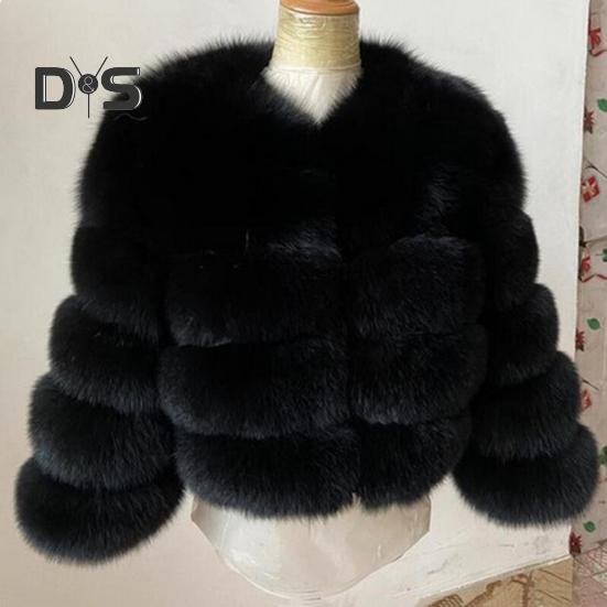 Damejakke Elegant ensfarget fuskepels Myk Fasjonabel Komfortabel Uformell Trendy polyesterjakke for kvinner