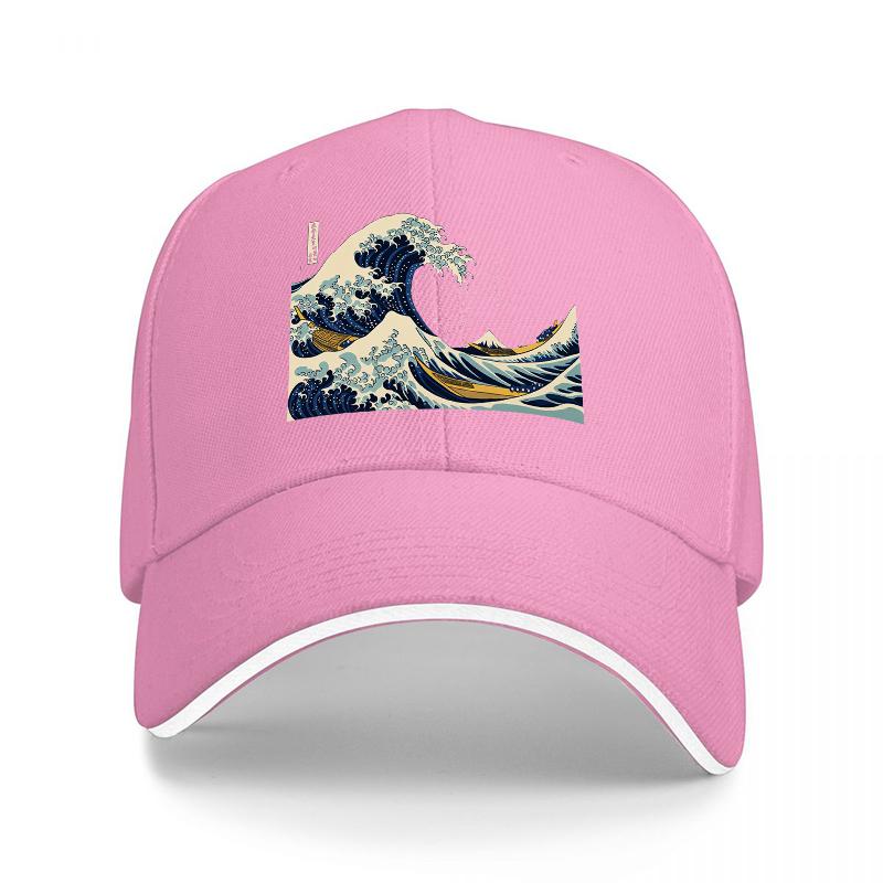 Cappellino da Baseball con Stampa Artistica La Grande Onda di Kanagawa Design Classico Giapponese Cappello Nero Regolabile per Unisex e Donne