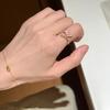 "Elegant French Butterfly Pink Pearl & Diamond Bamboo Open Pinky Ring - Luxury Niche Jewelry"