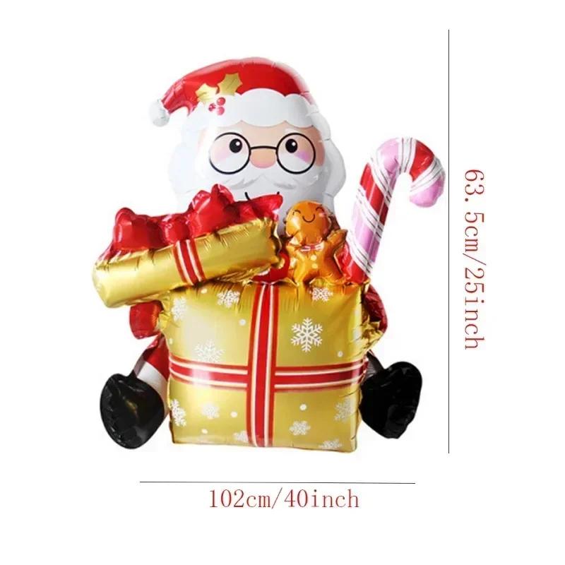 Standing Santa Claus Foil Balloon 2025 Number Balloons Christmas Decoration for Home Navidad New Year Party 2025 Decor Supplies