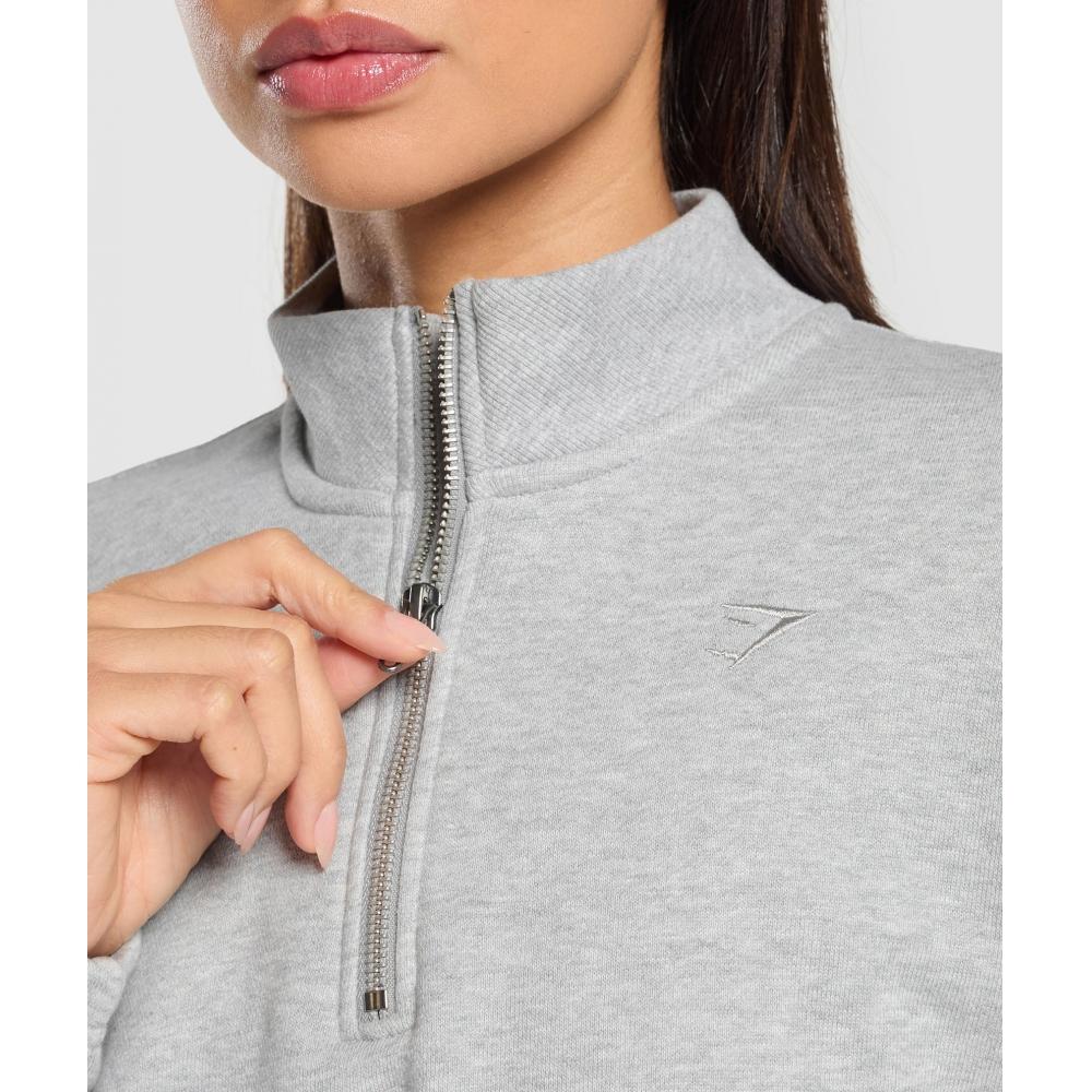 Gymshark Rest Day Sweats 2.0 1 4 Zip Pullover Light Grey Core Marl B3b7e Gbcn