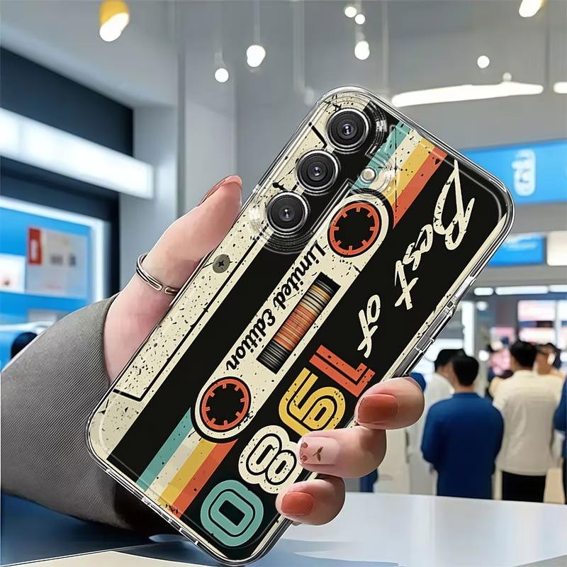 Retro music tape transparent protective case for iPhone16promax anti-drop all-inclusive painted mobile phone case
