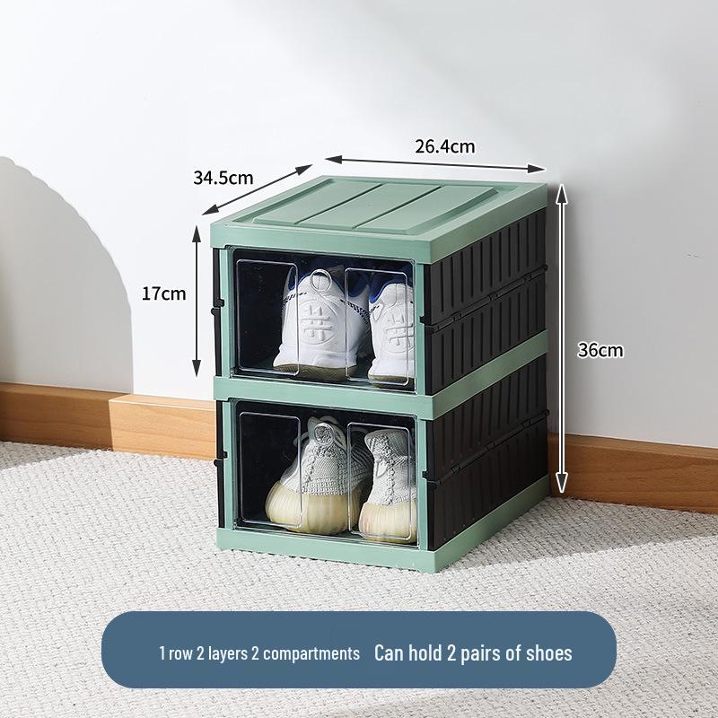 Transparent Plastic Foldable Shoe Storage Box - No-Installation Dustproof Shoe Cabinet & Movable Rack.