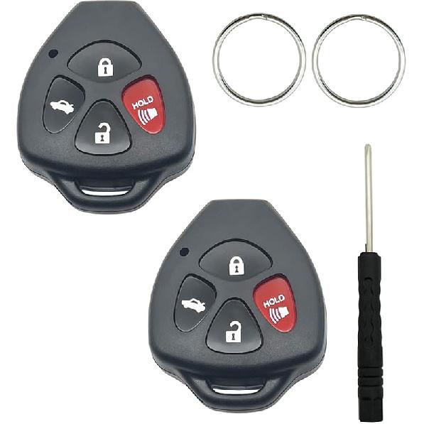 Replacement Key Fob Shell Keyless Entry Remote Car Key Fob Cover Case Fits for Toyota 2008-2013 Avalon / 2007-2011 Camry / 2008-2012 Corolla / Black + Black