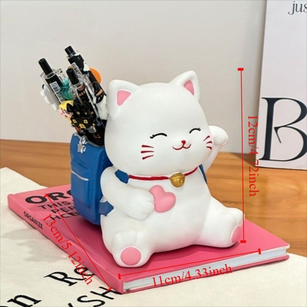 Multi Functional Small Cat Pen Holder Cartoon Makeup Brush Holder Desktop Storage Ornaments  Home