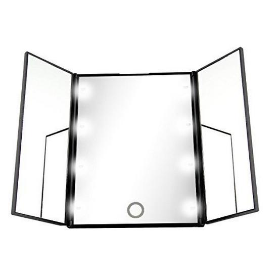 Светодиодное трехстворчатое зеркало для макияжа и парикмахерских услуг с подсветкой: Портативный, Подвесной и Регулируемый