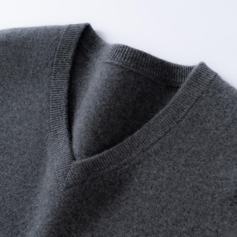 Men's 100% Pure Cashmere V-Neck Loose Casual Knit Sweater