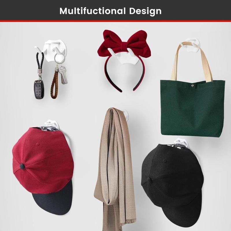 Set of 10pcs Adhesive Hat Hooks Baseball Cap Hanger Stylish Hat Storage Solution