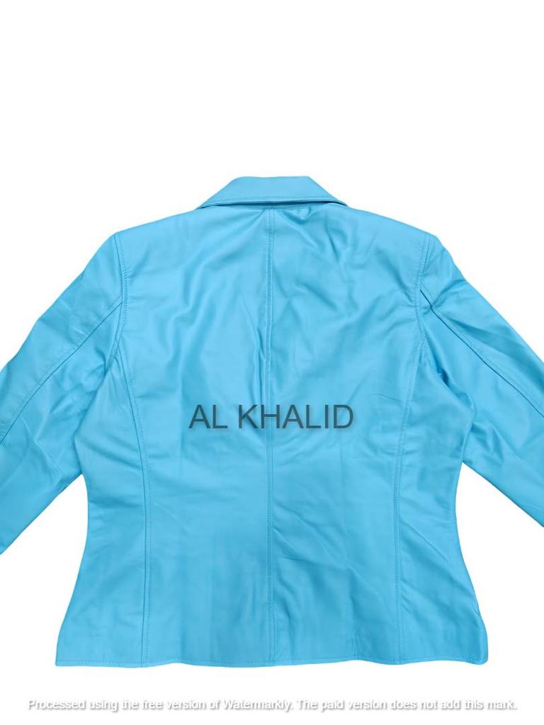 AL KHALID New Motorcycle Biker Stylish Blue Women's Handmade Real Lambskin Leather Jacket