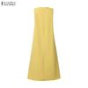 ZANZEA Women Casual Round Neck Loose Sleeveless Dress