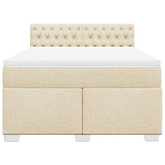 Maison Exclusive - Sommier à lattes de lit avec matelas Crème 140x200 cm Tissu