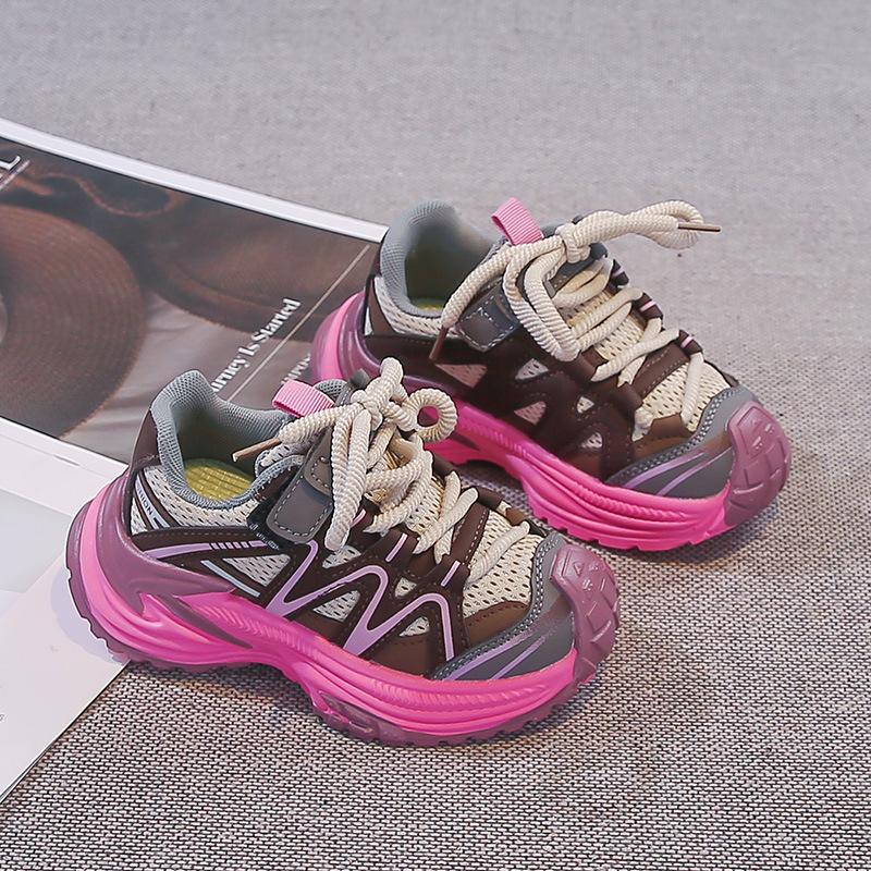 

Girls Spring Mesh Sneakers Kids Casual Dad Shoes Student Running Shoes Pink Breathable Lightweight size 37 рожевий червоний колір