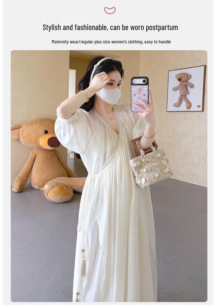 2026 Summer Tencel Maternity Dress - Exquisite Slimming Long Style