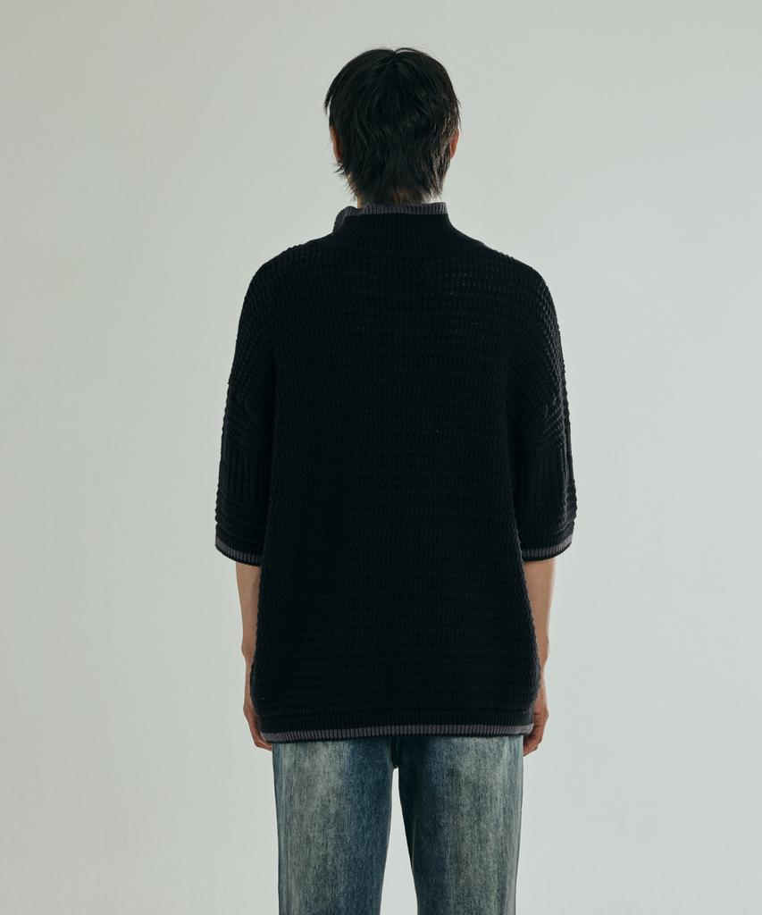 VONVAT Pullover Point Collar Short Knit (Black)