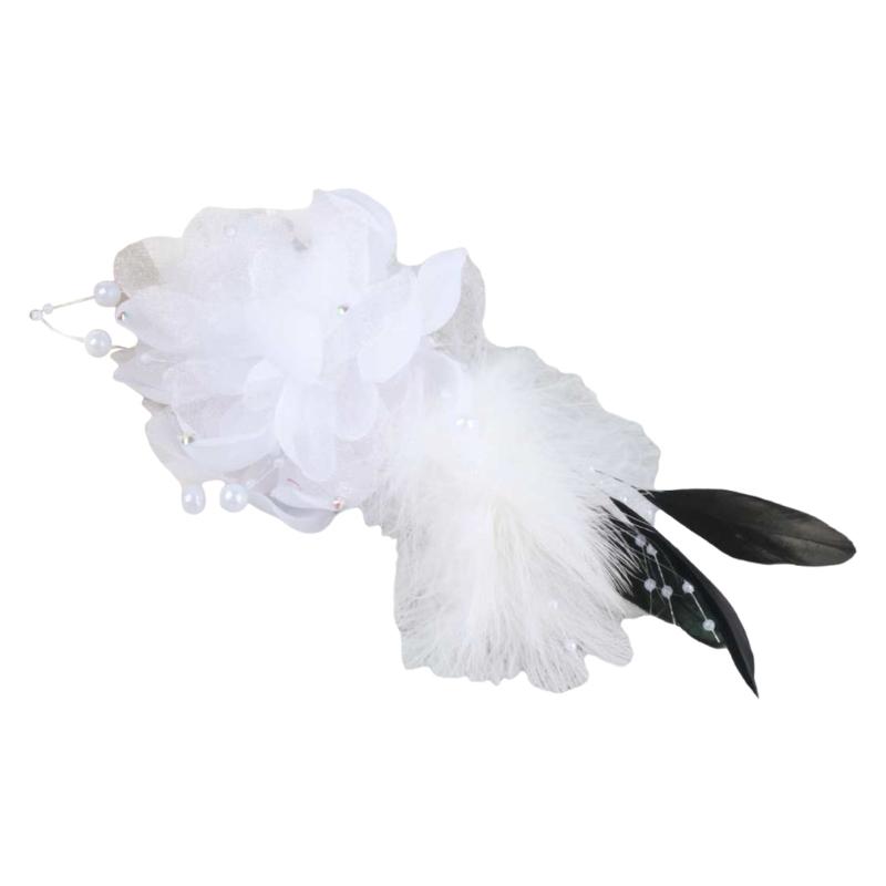 

Water Resistant Feather Corsage Pin Synthetic Fabric Feather Flower Brooch Suitable for Outdoor Event Formal Wear білий