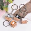 Cute Carton Cat Charm Keychain Mini Animal Keyring Bag Pendant Couple Car Keyholder Backpack Decoration for Women Girl
