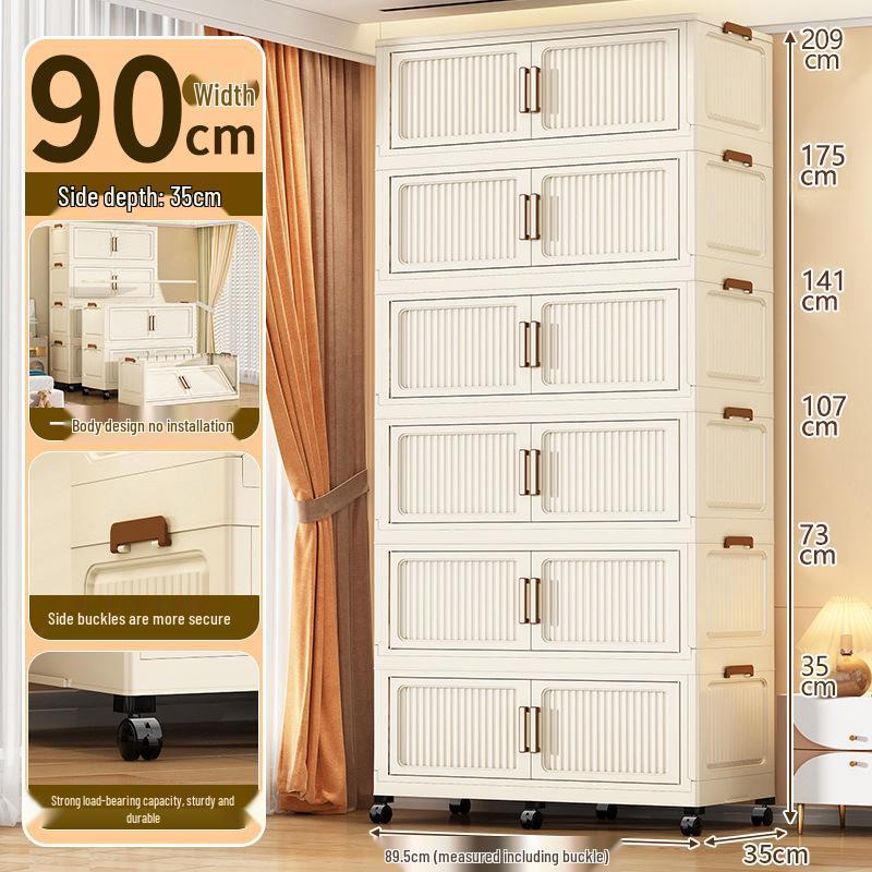 45-90 Wide Multi-layer Folding Plastic Storage Cabinet for Baby Wardrobe Organizer