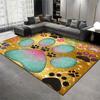 Colorful Dog Paw Welcome Text Black Background Print Large Area Rug Soft Flannel Non Slip Floor Carpet for Living Room Decor