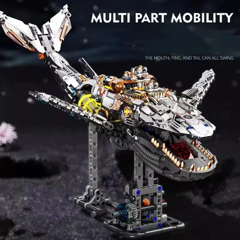 2025 MOC Mechanical Whale Building Block Model Bricks With Light DIY Desktop Decoration Kids Toys Christmas Birthday Gifts Toy