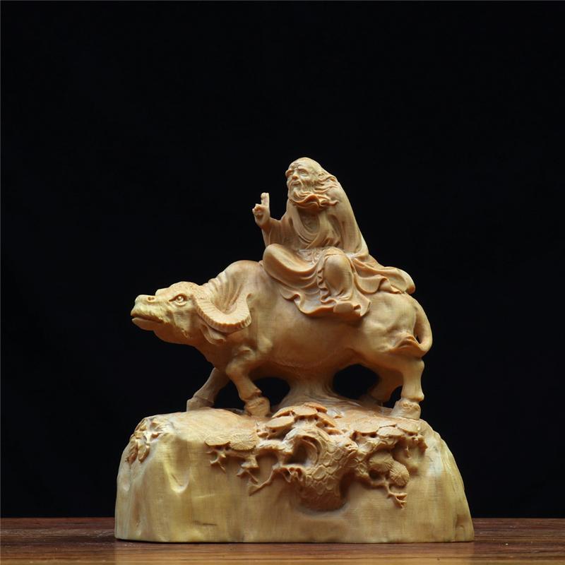 Premium Lao Tzu Riding Bull Wooden Statue, A Beacon of Taoist Wisdom and Chinese Mythology