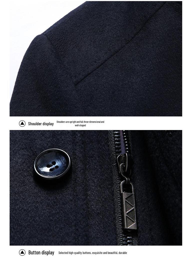 Autumn/Winter Men's Non-Iron Woolen Business Coat with Thick Lining, Fashionable.