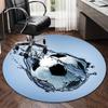 Retro Burning Football Round Rug Nonslip Area Rug Office Chair Mat Carpet For Living Room Bedroom Home Decor
