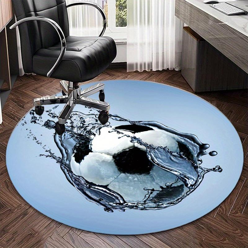 Retro Burning Football Round Rug Nonslip Area Rug Office Chair Mat Carpet For Living Room Bedroom Home Decor
