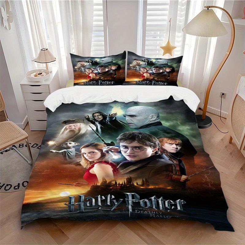 3pcs Harry Potter and the Deathly Hallows Printed Quilt Set - Soft and Comfortable Quilt Cover for Bedroom, Guest Room and Dormitory Decorat